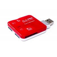 Карт-ридер L-PRO #1140 (microSD, SDHC, M2, MMC, MS, MS Duo, RS-MMC, red, USB2.0)