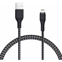 Кабель USB 2.0 Am - Lightning 1.0m (нейлоновая оплетка, black-silver) GUSGU