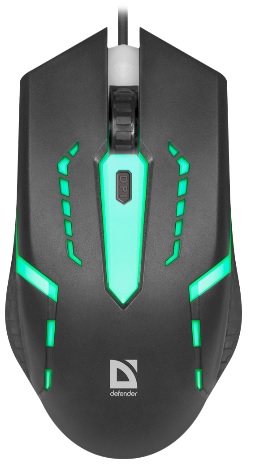 Мышь Defender HIT MB-601 (USB, optical, 1200dpi, подсветка, 1.5m, black)