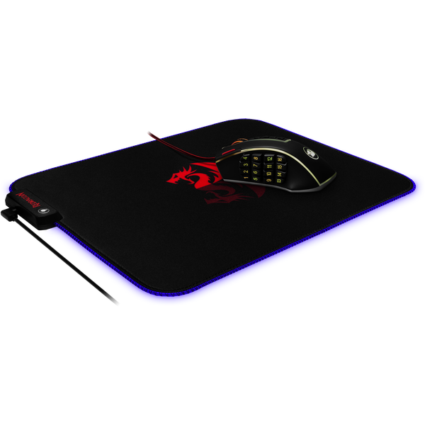 Коврик для мыши Redragon (PLUTO, тканевый на резиновой основе, игровой, RGB подсветка, black-red, 330x260x3mm)