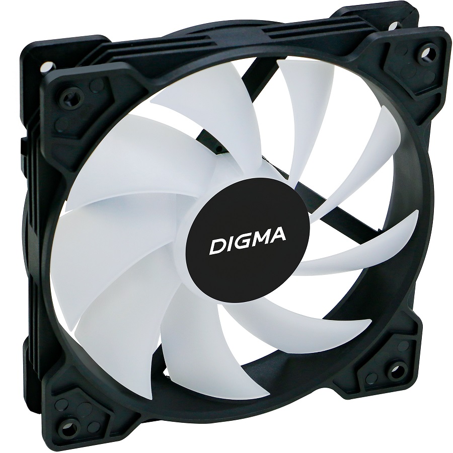 Вентилятор Digma DFAN-FRGB1 (120x120x25mm, Sleeve, 1200rpm, 23dBa, 3+4pin, RGB fixed LED, black-white) RTL