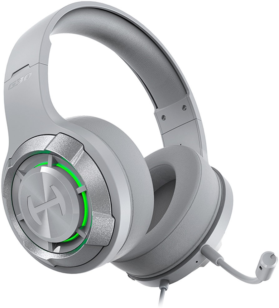 Наушники Edifier G30 II (полноразмерные закрытые, подключение по USB, с микрофоном, регулятор, RGB подсветка, игровые, виртуальный объёмный звук 7.1, 2.5m, grey)
