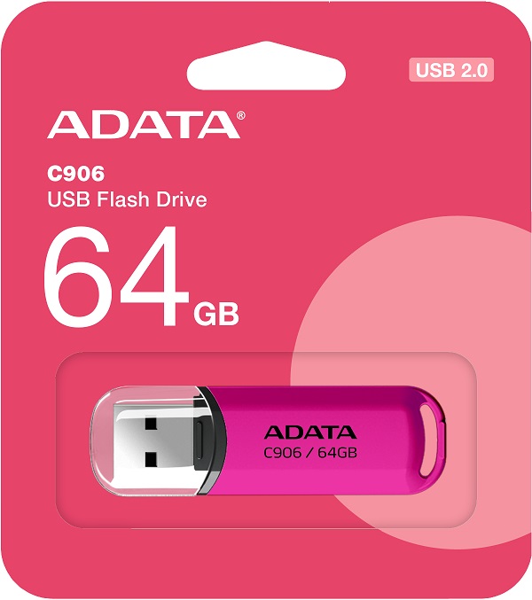 Флеш накопитель USB 2.0 64Gb ADATA C906 (AC906-64G-RPP, pink)