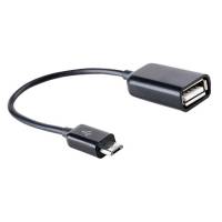 Кабель-переходник USB-OTG (microUSB (M) / USB (F), 0.2m, black) Vcom