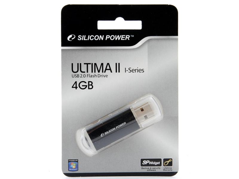 Флеш накопитель USB 2.0 4Gb Silicon Power Ultima II i-Series (SP004GBUF2M01V1K, black)