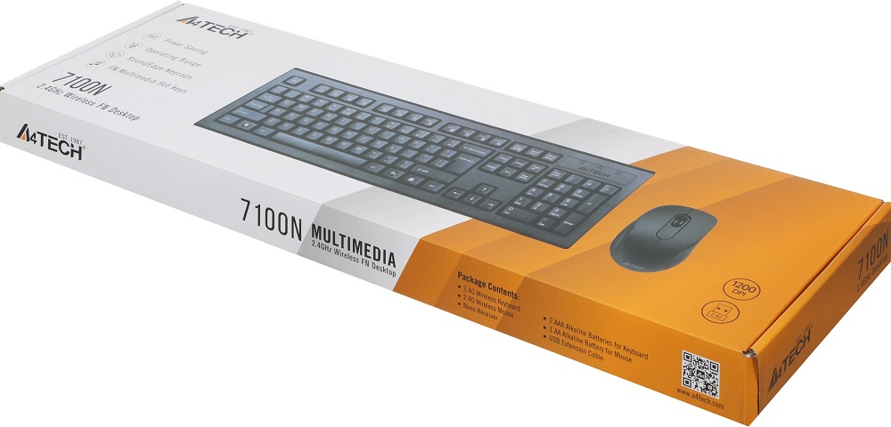 Клавиатура+мышь беспроводные A4Tech 7100N (black)