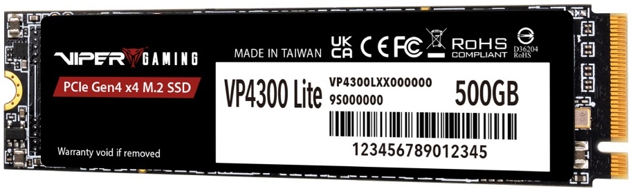 Накопитель SSD M.2 (2280) 500Gb Patriot Viper VP4300 Lite (VP4300L500GM28H, 7000/4000Mbs, PCI-E Gen4 x4, NVMe 2.0)