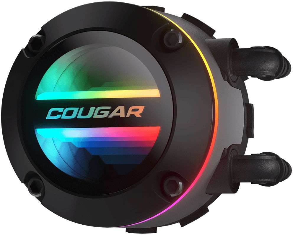 Водяное охлаждение Cougar Poseidon GT240 (1150/1151/1155/1156/1200/1366/1700/2011/2066/TR4/TRX4/FM1/FM2/AM2/AM3/AM4/AM5, Радиатор: Al, Водоблок: Cu, 2 вентилятора: 120mm, 600-2000rpm, <35dBa, 4pin, PWM, Помпа: 3200rpm, 3pin, 250W, ARGB, black) RTL
