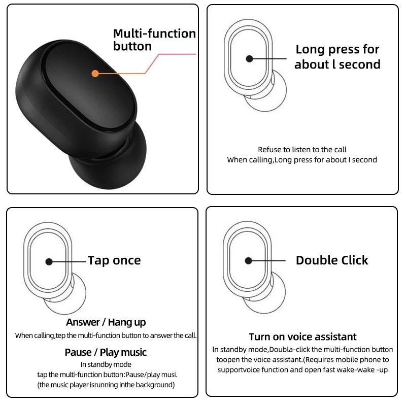 Гарнитура Xiaomi Redmi AirDots 2 (затычки, беспроводные, Bluetooth 5.0, с микрофоном, до 10m, до 4 часов работы от батареи, black)