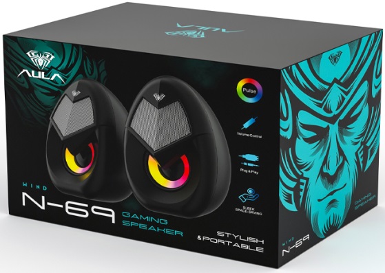 Колонки AULA WIND N-69 (6W, USB, подсветка, black)