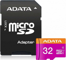 Карта памяти SDHCmicro Card 32GB ADATA (AUSDH32GUICL10-RA1, Class 10, UHS-I, 80MB/s, адаптер SD)