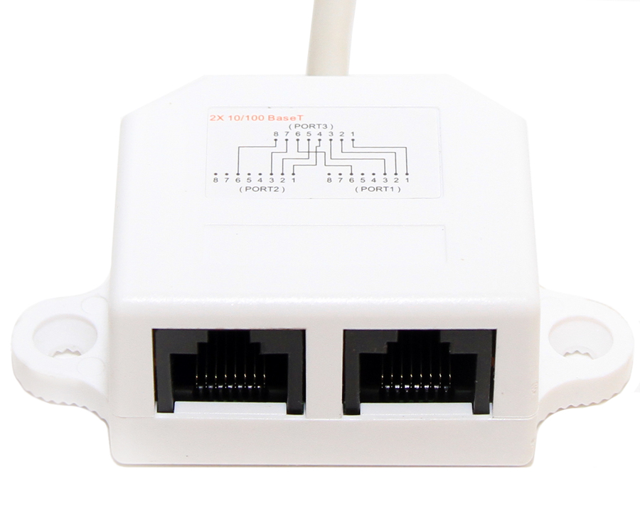 Разветвитель (сплиттер) 1 порт RJ45 (T568A/T568B) на 2 порта 10/100 BASE-T (LY-SB26B-A, кабель 0.2m, белый) 5bites