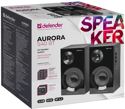 Колонки Defender Aurora S40 BT (40W, Bluetooth 4.2, black)