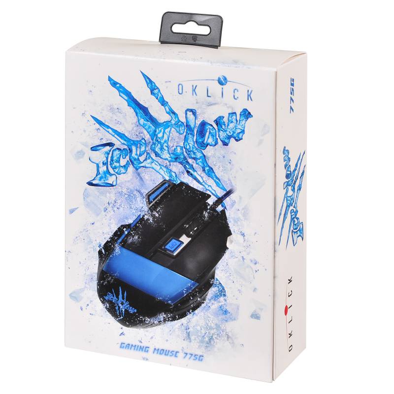 Мышь Oklick ICECLAW 775G (USB, optical, 2400dpi, игровая, black-blue)