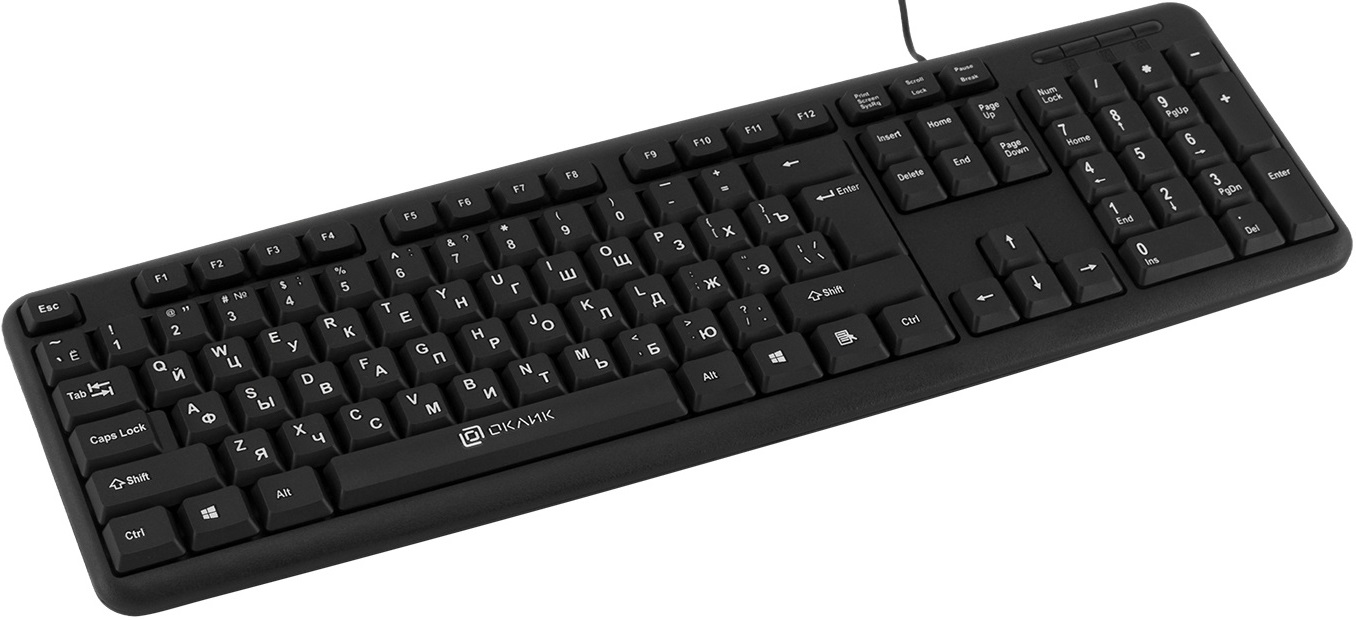 Клавиатура Oklick 180M (USB, влагоустойчивая, 1.6m, black)