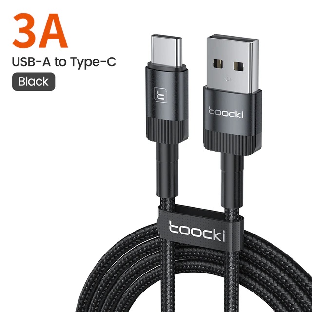 Кабель USB 2.0 Am - Type-C 1.0m (TXCT-TH01, 3A, QC3.0, нейлоновая оплётка, black) Toocki