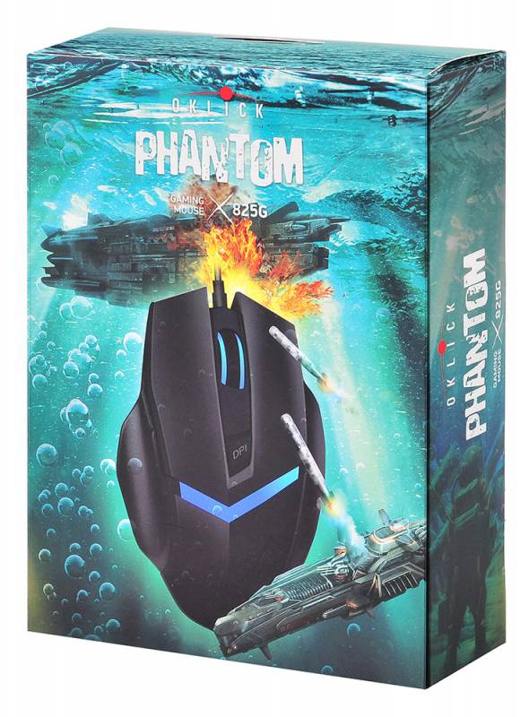 Мышь Oklick PHANTOM 825G (USB, optical, 3200dpi, игровая, black)