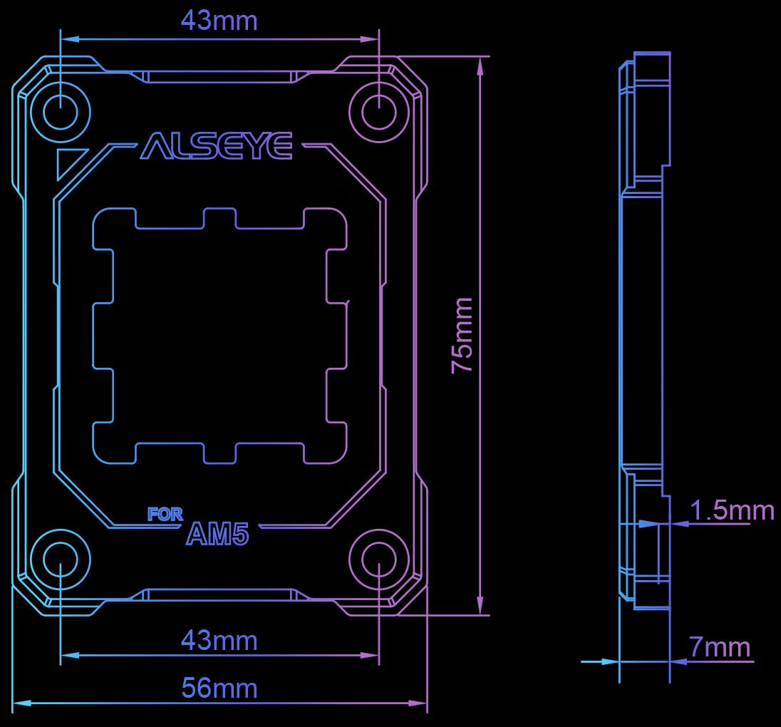Защитная рамка для сокета (AMD sAM5, black) Alseye