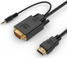 Кабель HDMI (m) => VGA (m) + audio (A-HDMI-VGA-03-10, 3.0m, экранированный, black) Cablexpert