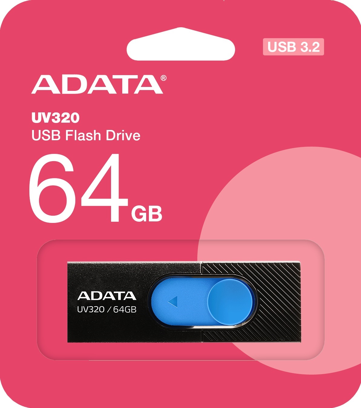 Флеш накопитель USB 3.2 64Gb ADATA UV320 (AUV320-64G-RBKBL, 100MB/s, black-blue)
