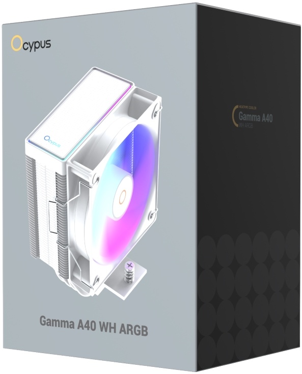Вентилятор Ocypus Gamma A40 WH ARGB (1150/1151/1155/1156/1200/1700/1851/AM4/AM5, 100mm, Al, Hydro, 600-2400rpm, <30dBa, 4 тепловые трубки, DTH, 4pin, PWM, ARGB LED, 130W, white) RTL