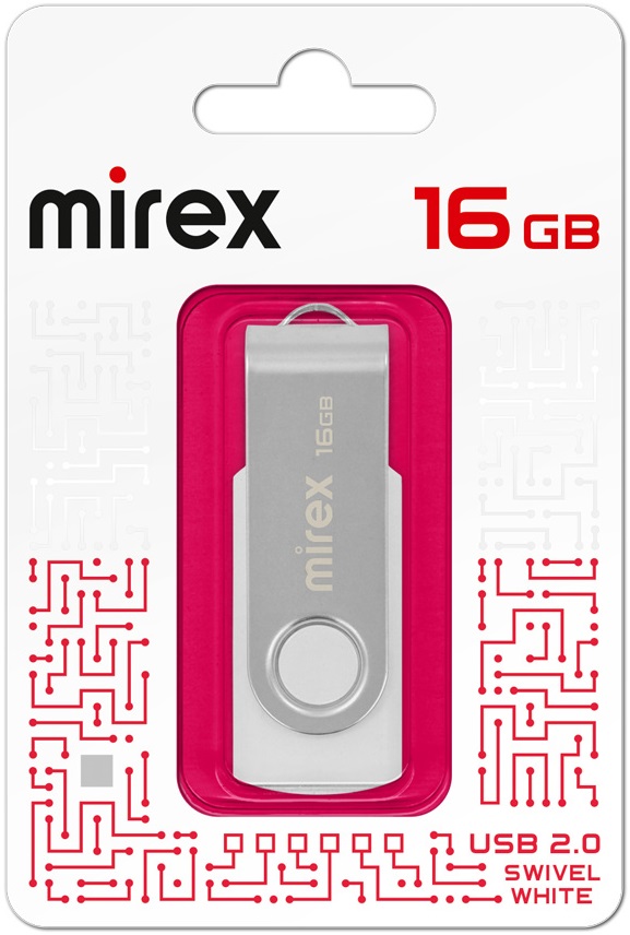 Флеш накопитель USB 2.0 16Gb Mirex Swivel (white)