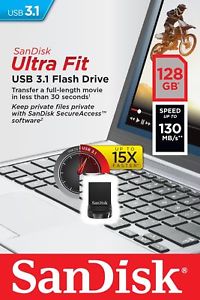Флеш накопитель USB 3.1 128Gb SanDisk Ultra Fit (SDCZ430-128G-G46, 130Mb/s, black)