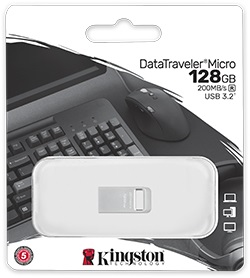 Флеш накопитель USB 3.2 128Gb Kingston DTMicro (DTMC3G2/128GB, 200MB/s, silver)