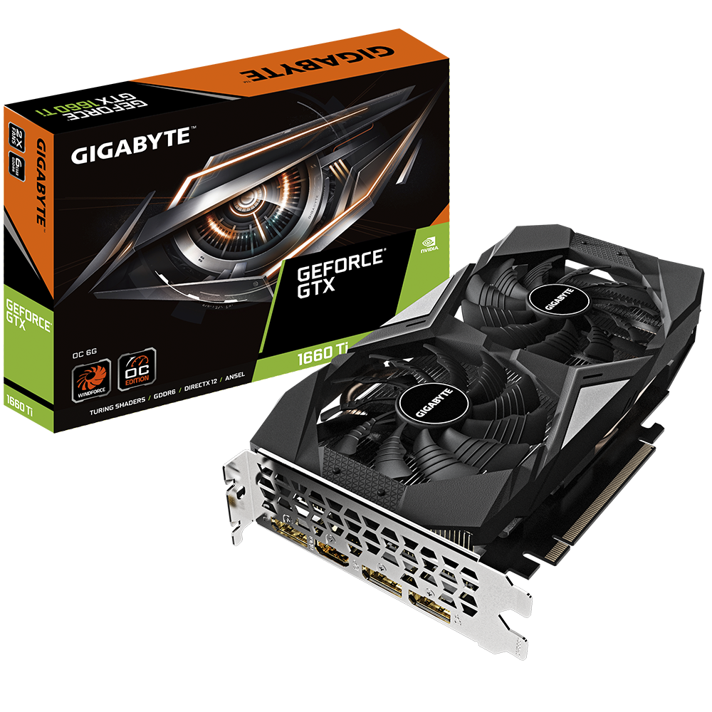 Видеокарта Gigabyte GF GTX1660Ti 6Gb (GV-N166TOC-6GD, 192bit, GDDR6, HDMI+3xDP) RTL