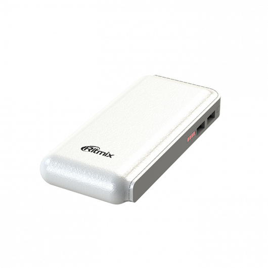 Внешний аккумулятор Ritmix RPB-10001L (литий-ионный, 10000mAh, 2*USB - 2.1A max, вход 2А, white)