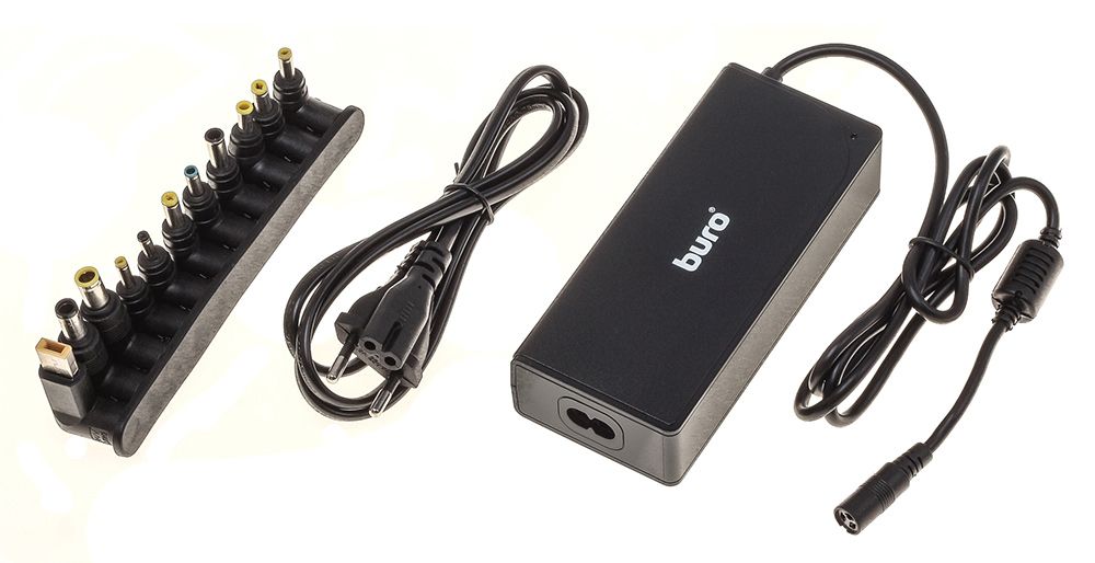 Зарядное устройство для ноутбука Buro BUM-0221B90 (вход 110-240V, выход 12-20V (автоопределение), USB 2.4A, 90W, black)