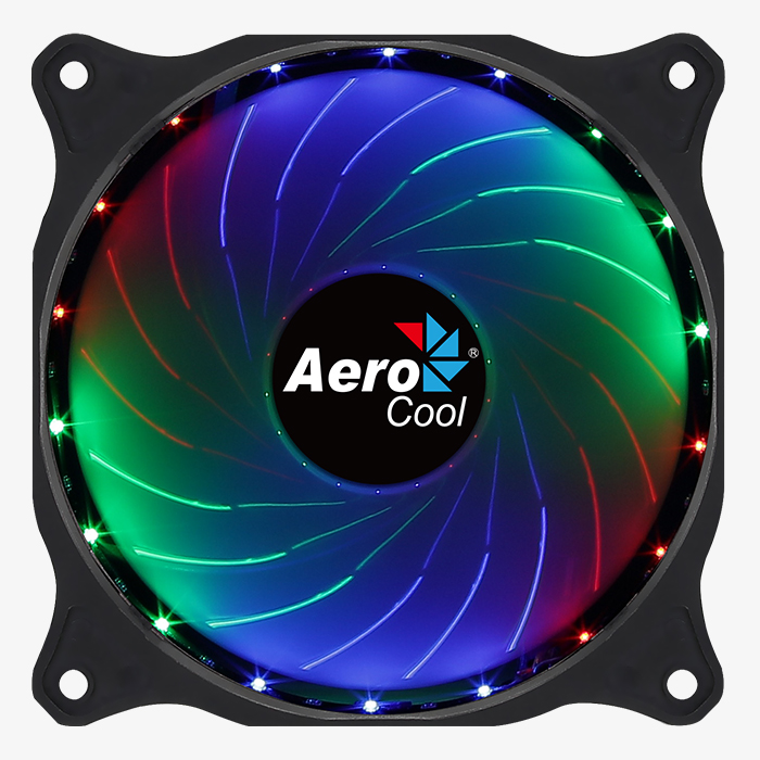Вентилятор AeroCool Cosmo 12 (120x120x25mm, Sleeve, 1000rpm, 24dBa, 4pin, RGB fixed LED, black-white) RTL