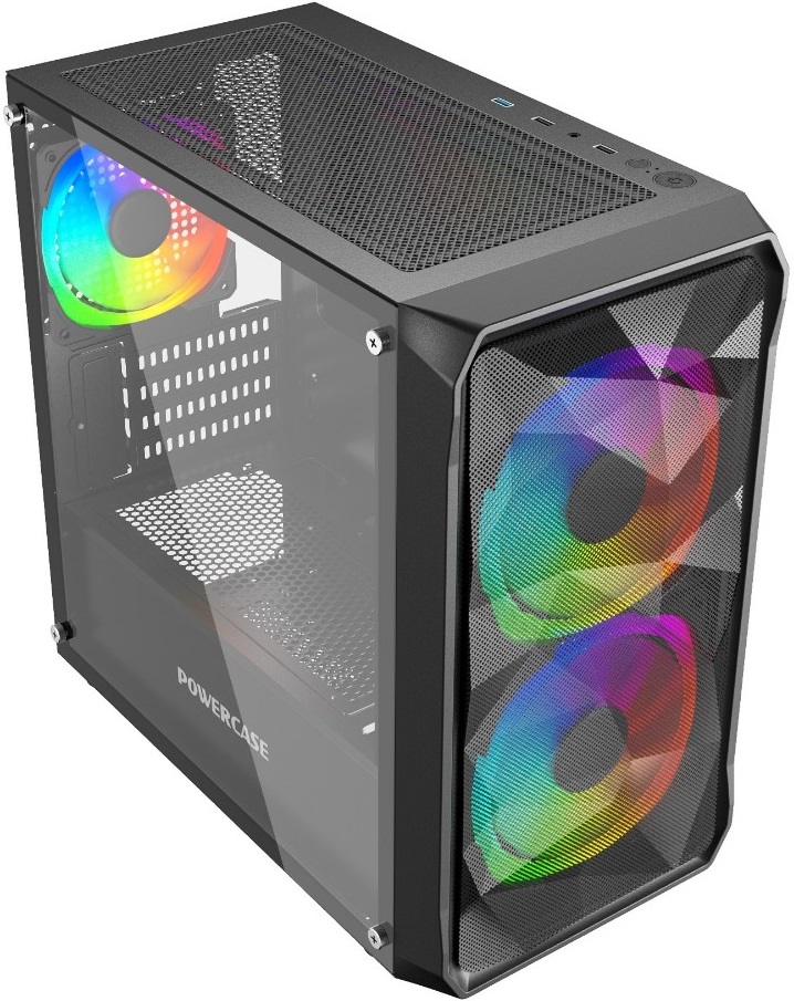 Корпус Powercase Mistral Micro A3B ARGB (CMMAB-A3) (без БП, mATX, USB3.0, 3x ARGB Fan, black)