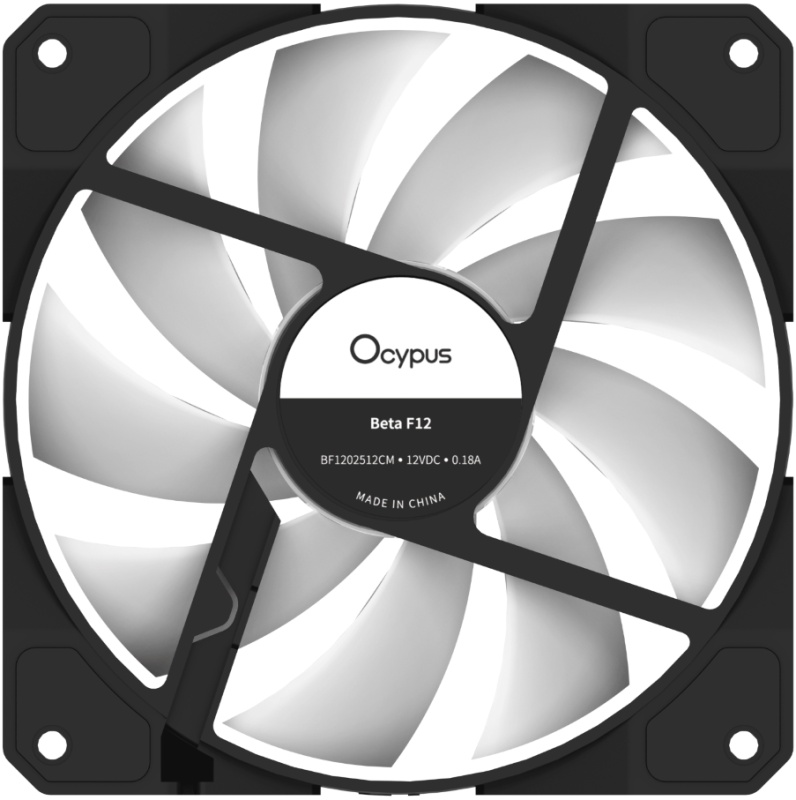 Вентилятор реверсный Ocypus Beta F12 BK ARGB (120x120x25mm, Hydro, 800-1600rpm, 29dBa, 4pin, PWM, ARGB LED, black) RTL