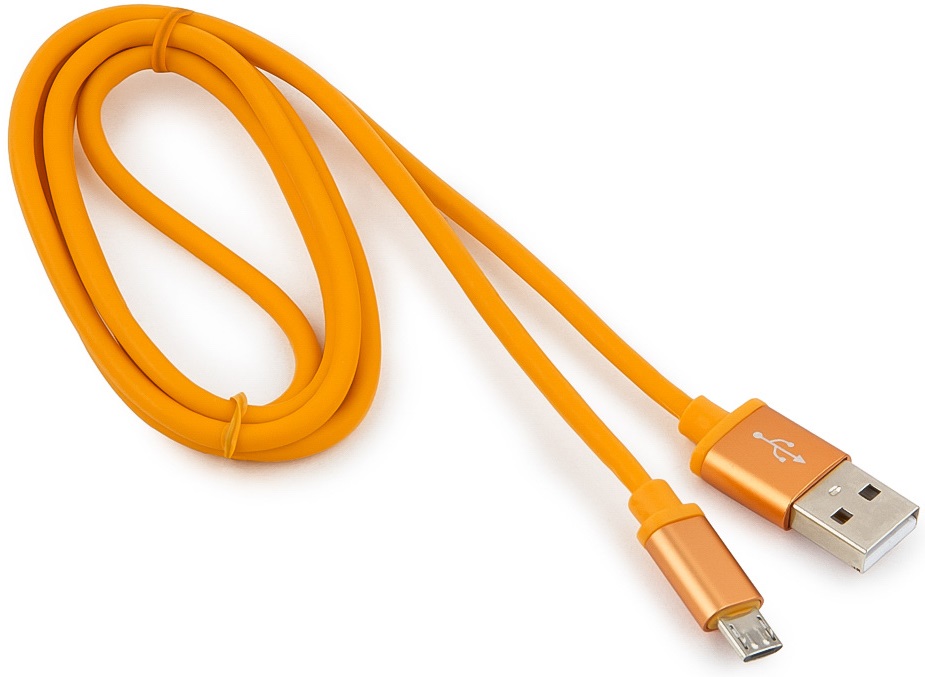 Кабель USB 2.0 Am - micro USB 1.0m (CC-S-mUSB01O-1M, серия Silver, orange) Cablexpert