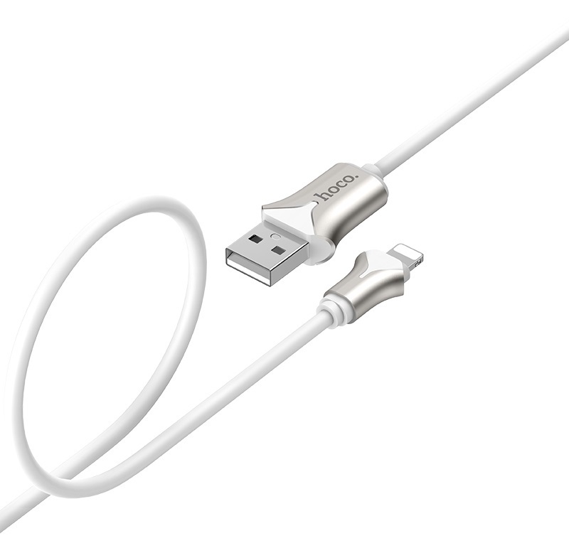 Кабель USB 2.0 Am - Lightning 1.2m (U67 Soft silicone, 2.4A, оплётка из огнезащищённого и незамерзающего силикона, white) hoco