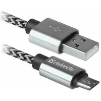 Кабель USB 2.0 Am - micro USB 1.0m (USB08-03T PRO, 2.1A, нейлоновая оплётка, white) Defender