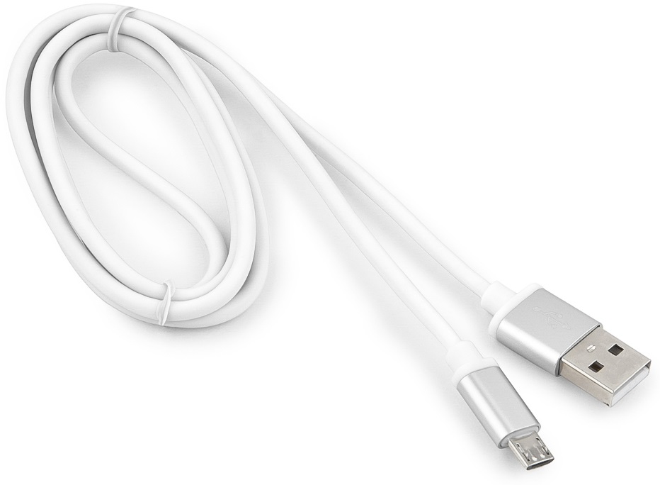 Кабель USB 2.0 Am - micro USB 1.0m (CC-S-mUSB01W-1M, серия Silver, white) Cablexpert