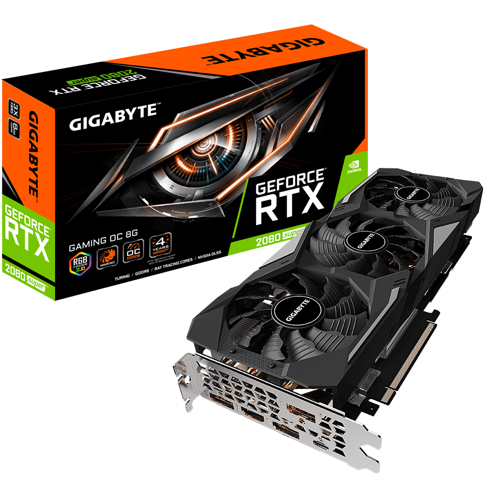 Видеокарта Gigabyte GF RTX 2080 SUPER GAMING OC 8Gb (GV-N208SGAMING OC-8GC, 256bit, GDDR6, HDMI+3xDP+USB Type-C) RTL