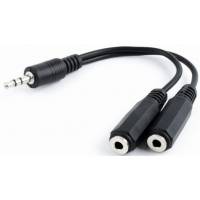 Разветвитель 3.5 Jack (m) - 2x 3.5 Jack (f) (CCA-415-0.1M, 0.1m, black) Cablexpert