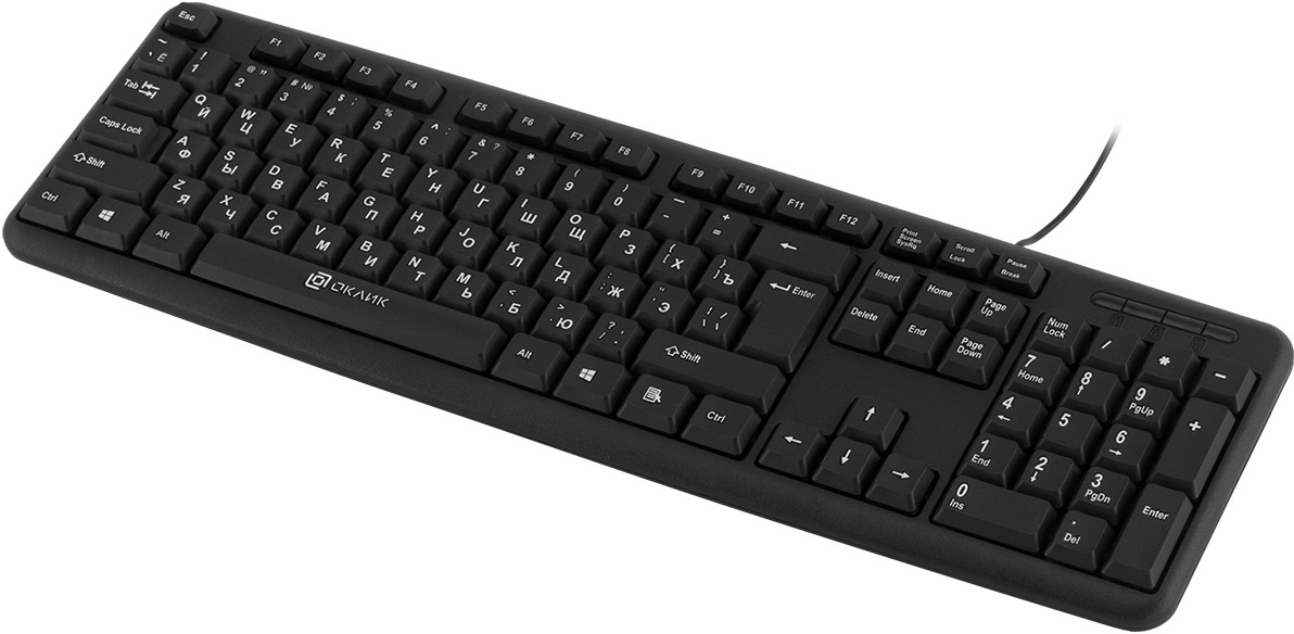 Клавиатура Oklick 180M (USB, влагоустойчивая, 1.6m, black)