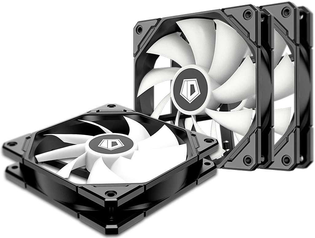 Вентилятор ID-Cooling TF-12025-ARGB Trio (120x120x25mm, Hydro, 500-1500rpm, 14-31dBa, 4pin, PWM, ARGB, black-white, 3 штуки) RTL