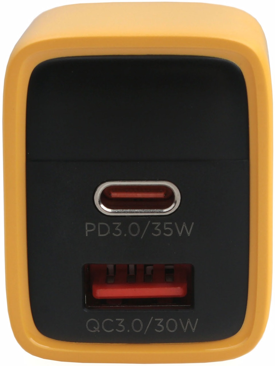 Адаптер питания скоростной Cablexpert MP3A-PC-53 (110-240V - USB, USB Type-C, 5V-3А, 9V-3A, 12V-2.9A, 15V-2.3A, 20V-1.75A, 35W, быстрая зарядка, QC4.0, PD3.0, GaN, black-yellow)