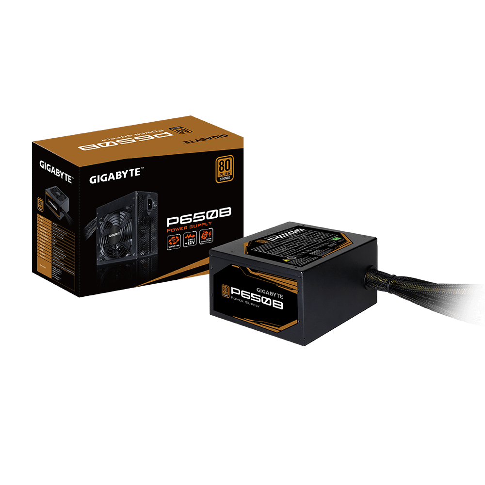 Блок питания Gigabyte 650W (GP-P650B, 80+ Bronze, 120mm, 20+4+4+4pin,4* PCI-E 6+2pin, 6*SATA, 3*HDD, 1*FDD) RTL