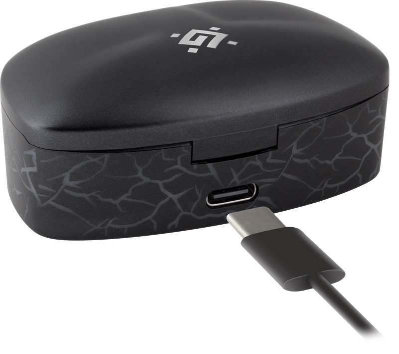Гарнитура Defender CyberDots 250 (затычки, беспроводная, Bluetooth 5.0, с микрофоном, Type-C, до 4 часов работы от батареи, black)