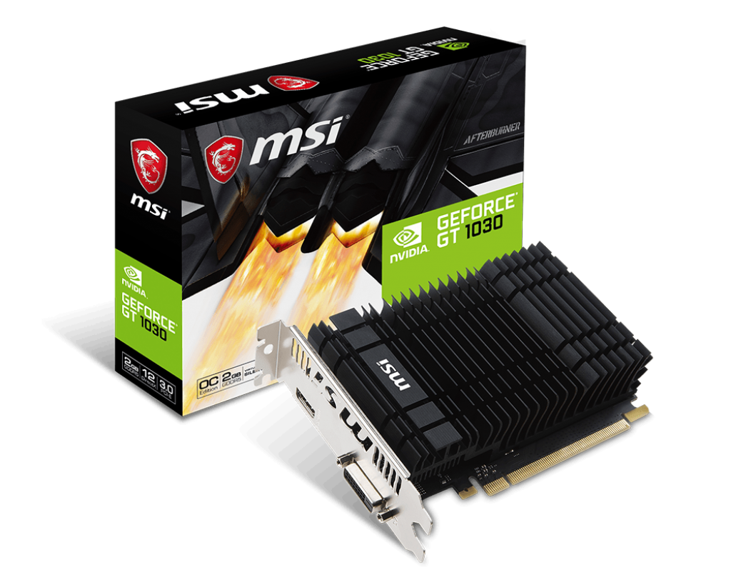 Видеокарта MSI GF GT1030 2Gb (GT 1030 2GH OC, 64bit, GDDR5, HDMI+DVI) RTL