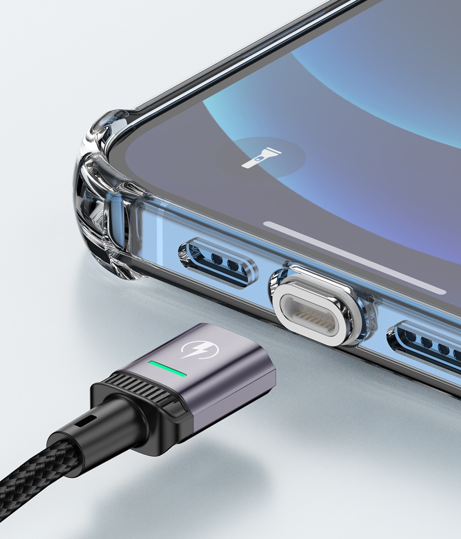 Кабель USB 2.0 Am - Type-C 1.0m (3A, быстрая зарядка, нейлоновая оплётка, магнитный, black) KUULAA