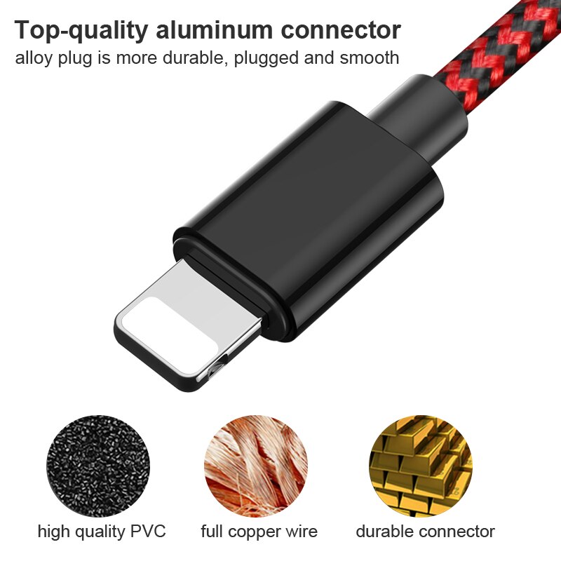 Кабель USB 2.0 Am - Lightning 2.0m (нейлоновая оплетка, black-blue) GUSGU