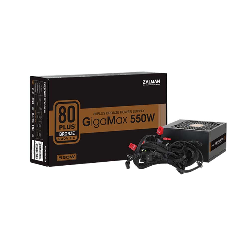 Блок питания ZALMAN 550W (GigaMax ZM550-GV II, 80+ Bronze, 120mm, 20+4+4+4pin, 2*PCI-E 6+2pin, 5*SATA, 3*HDD, 1*FDD) RTL