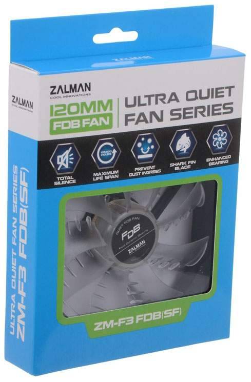 Вентилятор ZALMAN ZM-F3 FDB (SF) (120x120x25mm, FDB, Shark Fin Blade, 1200rpm, 23dBa, 3pin, blue-transparent) RTL